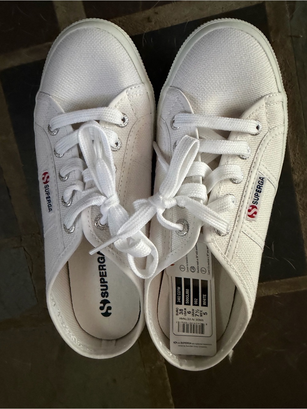 Superga Kids White Canvas Low-Top Sneakers